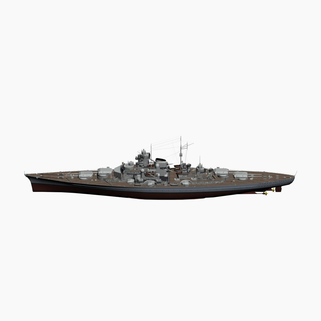 Battleship Bismarck Ww2 German 3d Max