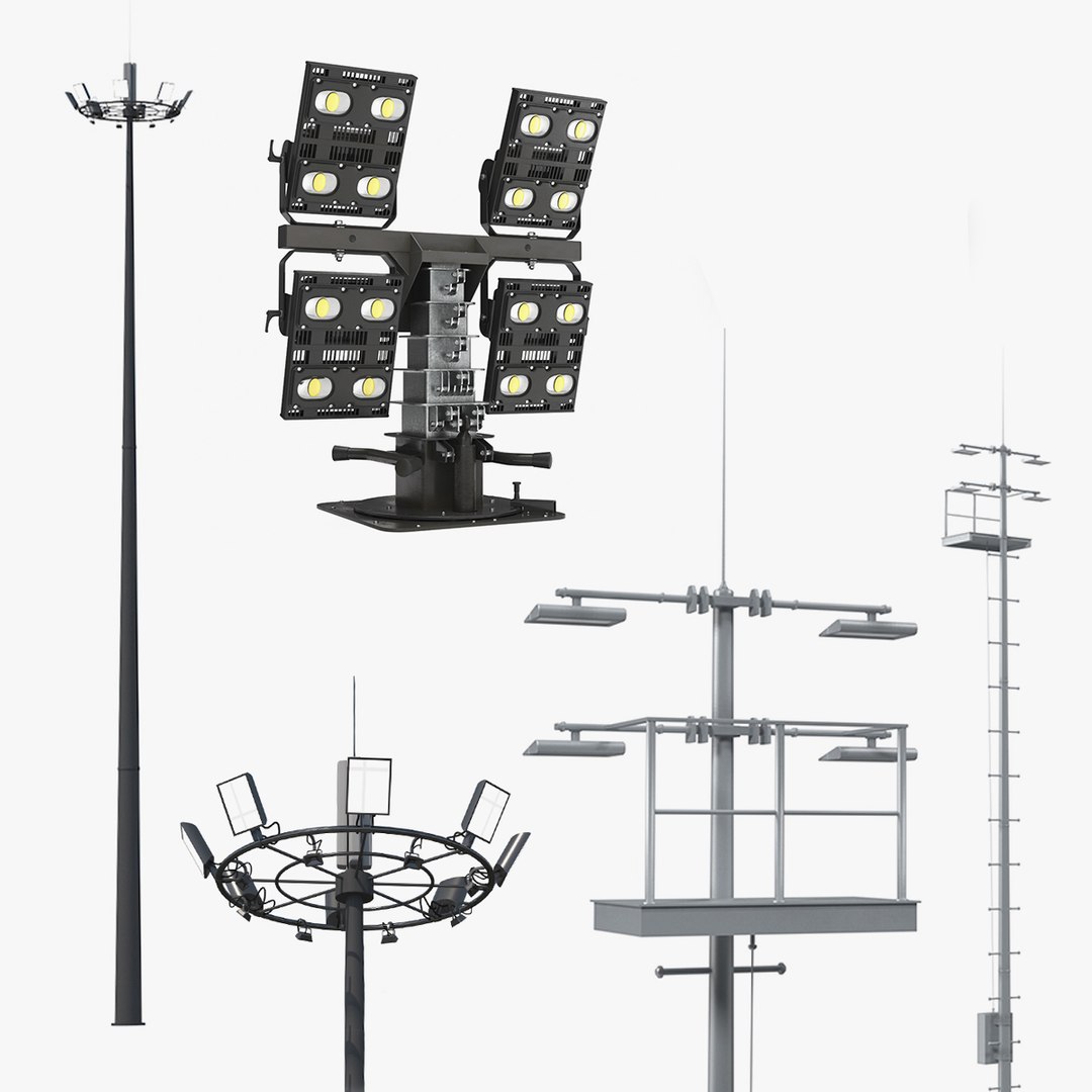 Lighting Masts Collection 3D model preview