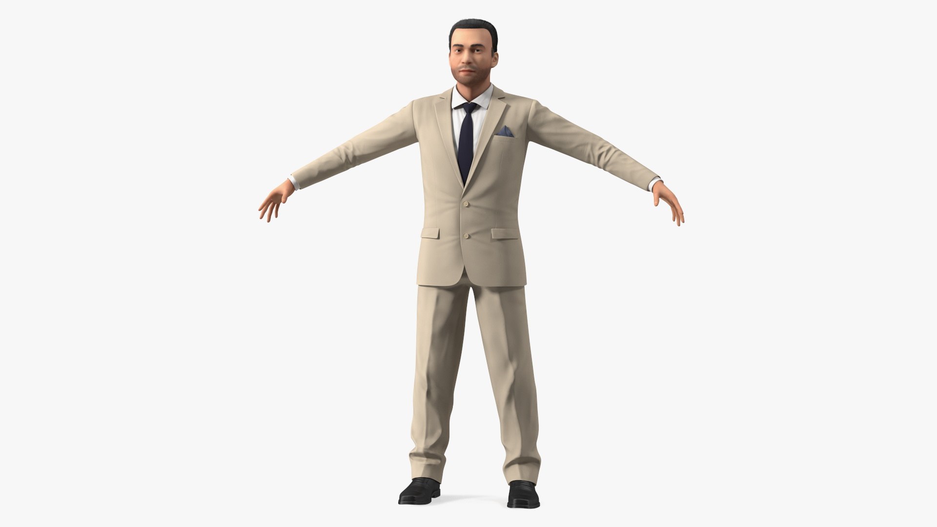 Businessman in Beige Suit Fur 3D model preview