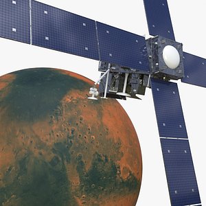Mars Satellite Orbiting Red Planet