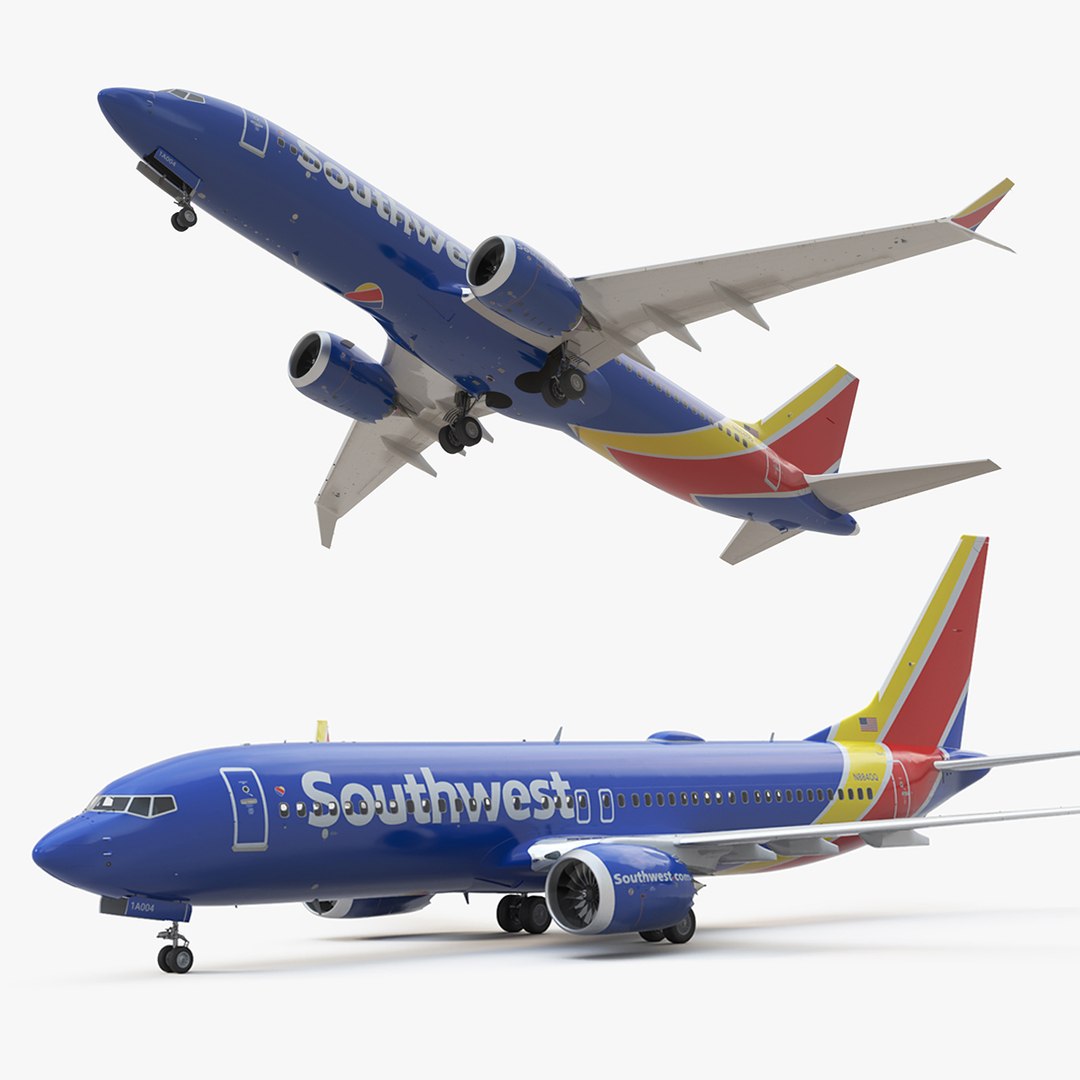 Southwest Airlines Boeing 737 Max 8 Rigged 3D model preview