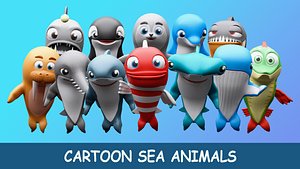 3D model Cartoon characters sea animals