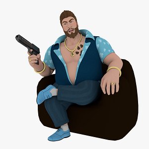BLENDER RIGGED Cartoon Character Gangster FRANK