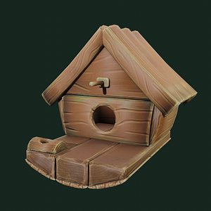 Bird house LOW POLY Stylized Painted