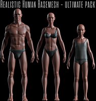 Realistic Human Body Basemesh - UVMapped - Rigged