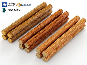 Realistic Natural Wood Logs Timber Lumber Forest Prop Pack 3D