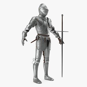 Polished Plate Armor with Zweihander Rigged for Maya