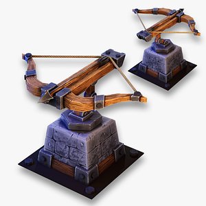 Stylized LowPoly Crossbow mounted model