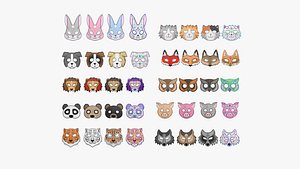 40 Animal Mask Paper Collection - Character Design Fashion 3D