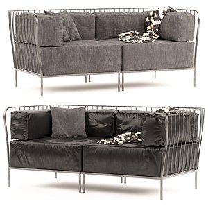 Two seat metal framed sofa 3D model