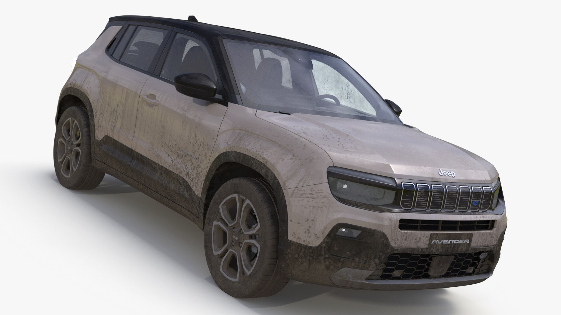 Crossover Jeep Avenger Beige Dirty Simplified 3D model preview
