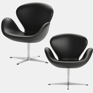 SWAN Chair Arne Jacobsen Fritz Hansen Black Leather