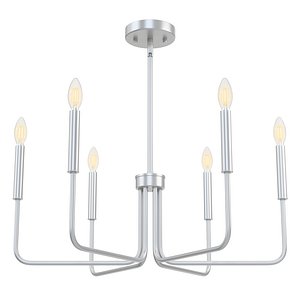 Six 6 Light Farm house Chandelier in Silver 3D