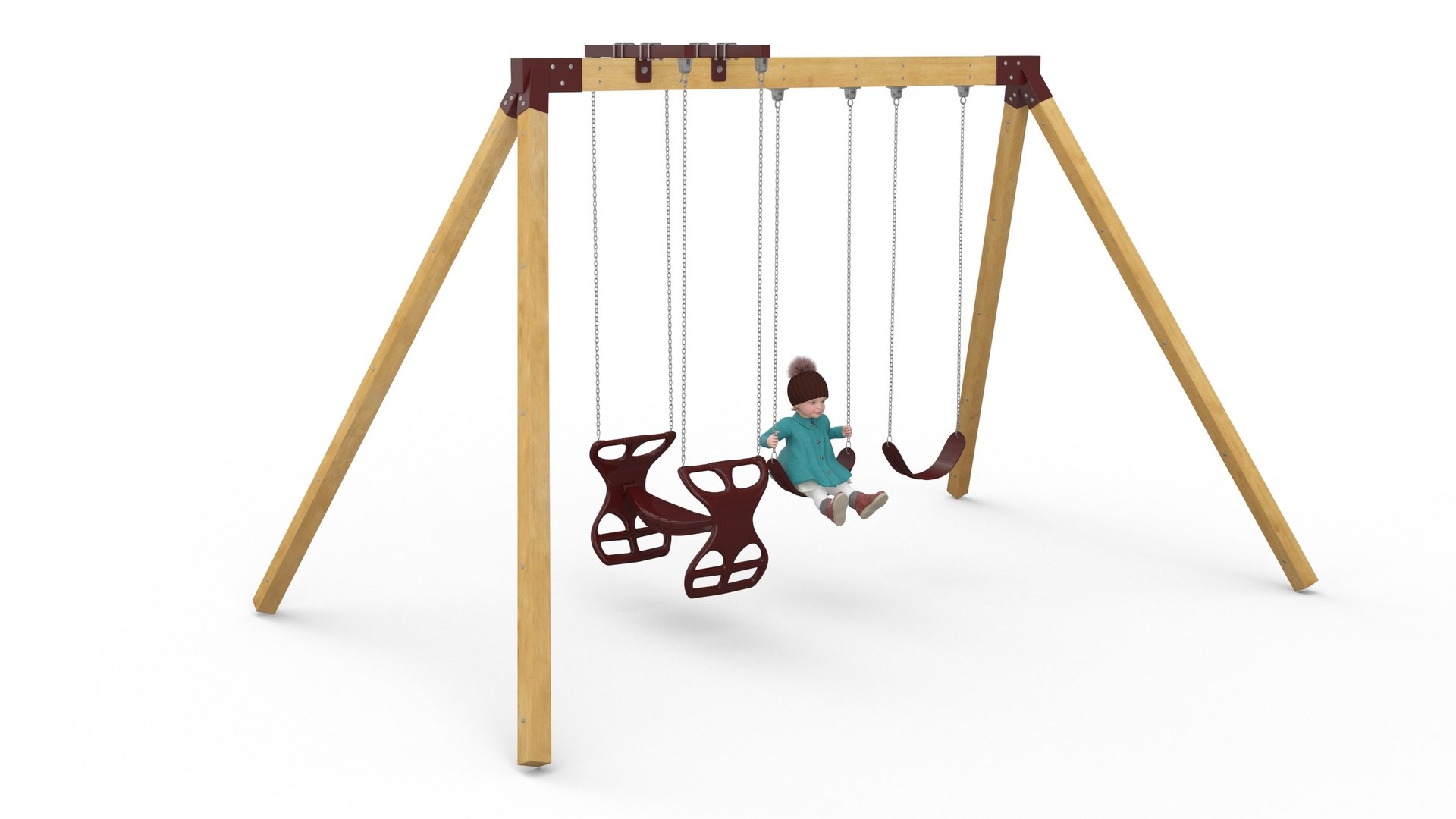 Little Girl on Swing Fur 3D model preview