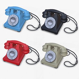 3D Old Retro Vintage Rotary Telephone Low-poly PBR model