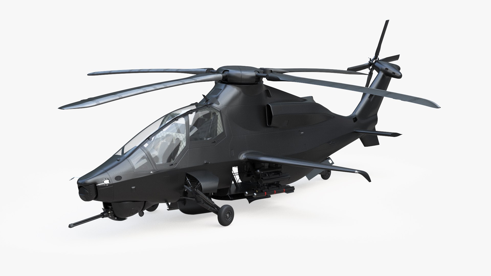 Military Attack Helicopter with Weapon 3D model preview