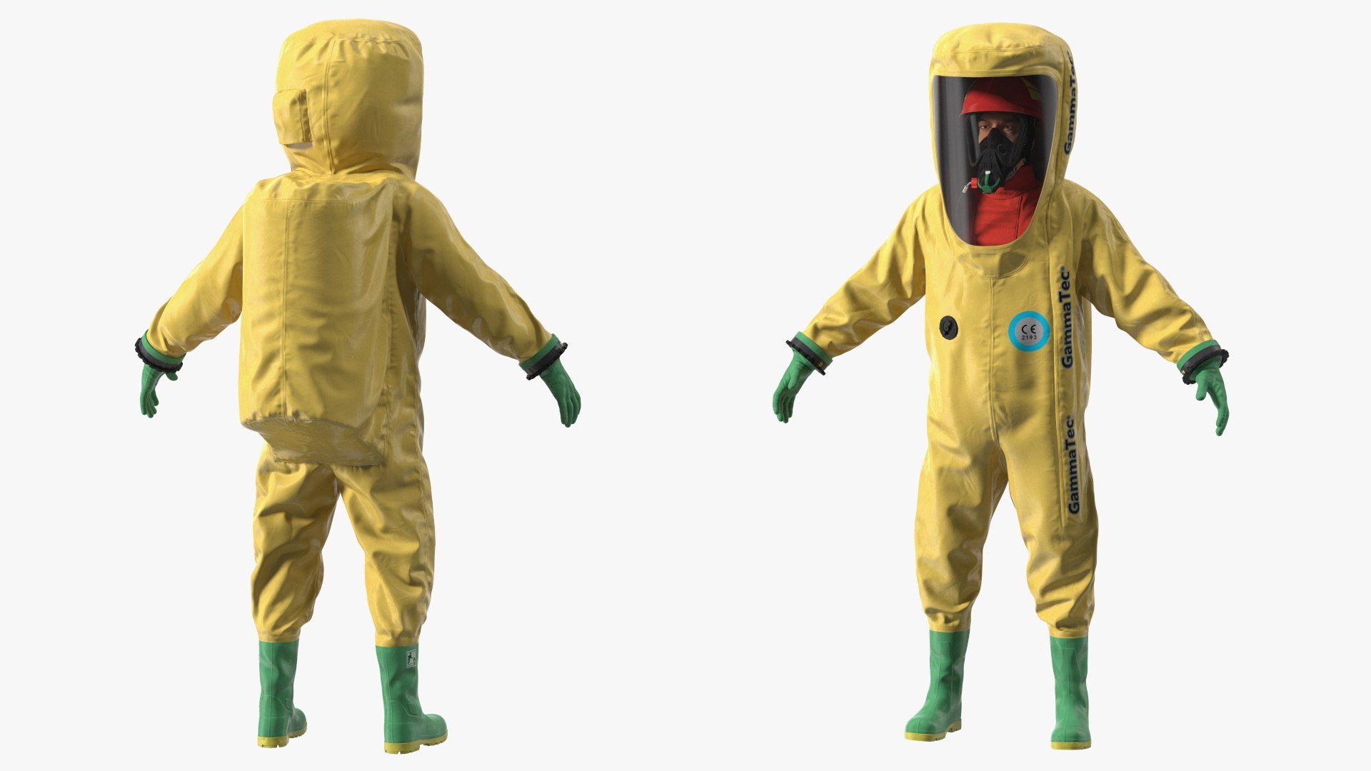 Heavy Duty Chemical Protective Suit Neutral Pose Yellow 3D model preview