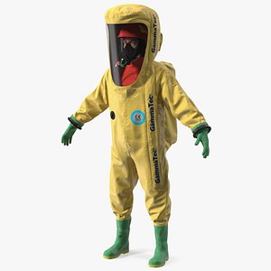 Heavy Duty Chemical Protective Suit Neutral Pose Yellow