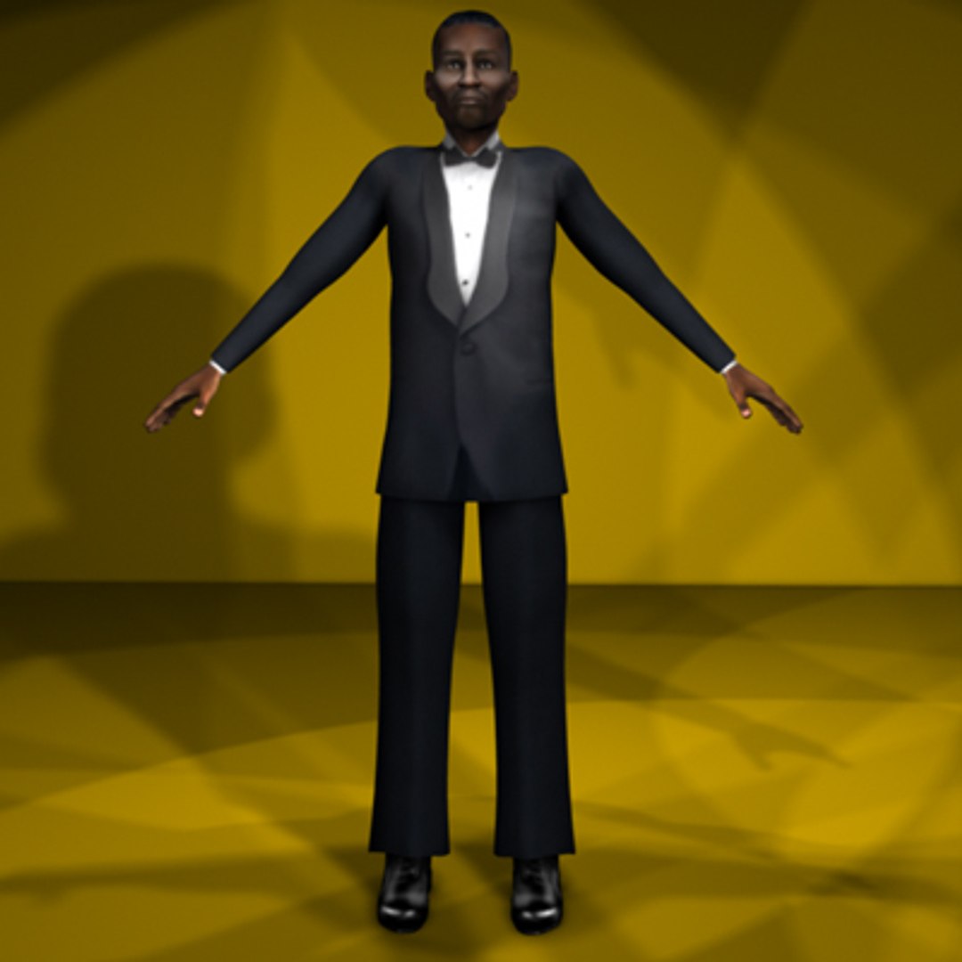 3d black male 2 rigged character