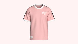 Men Printed Striped T-shirt With Patch 3D