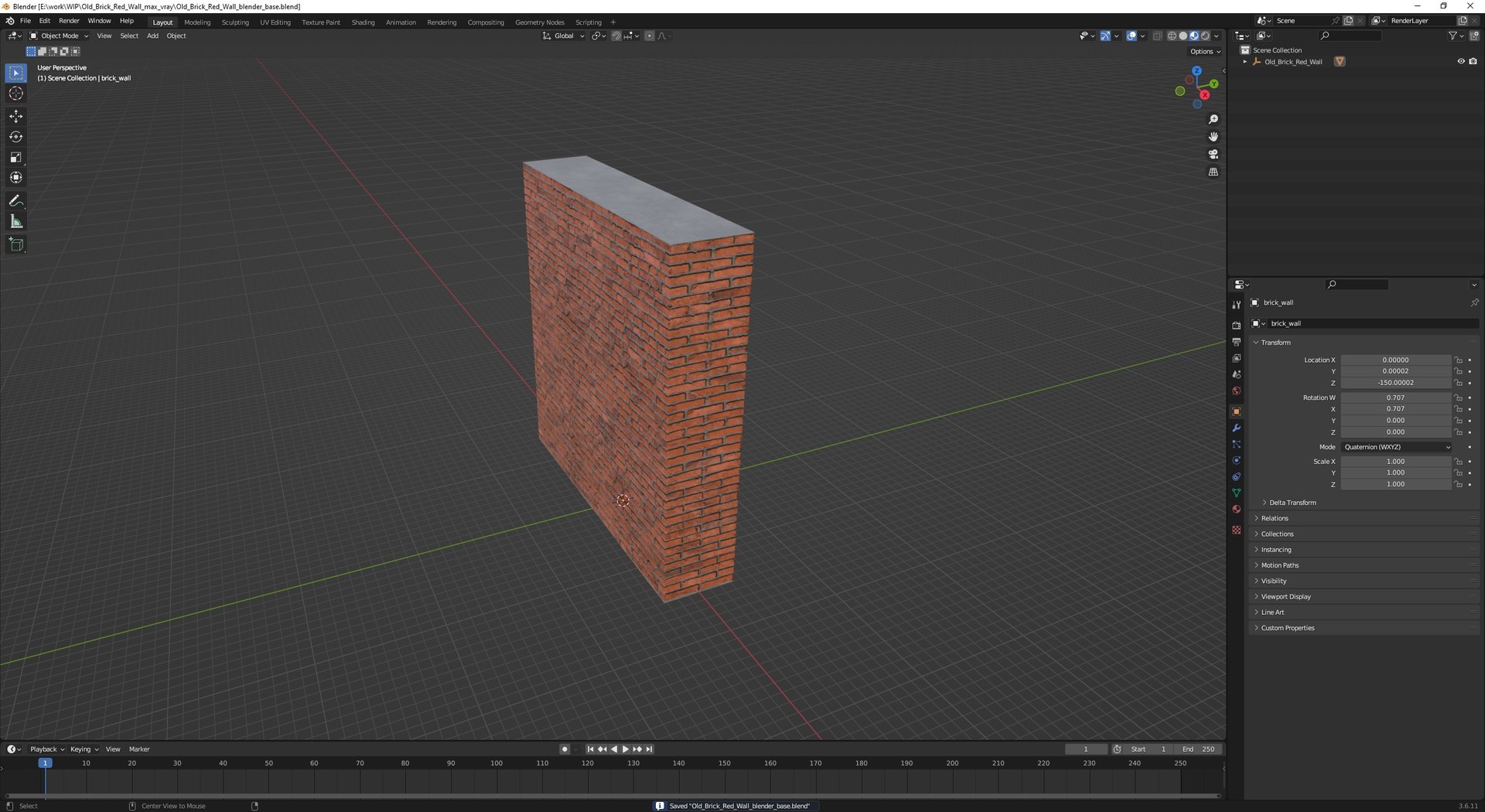Old Brick Red Wall 3D Model - TurboSquid 2296444