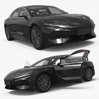 Modern Electric Fastback Sedan Black Simplified