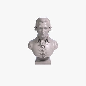 3D Wolfgang Amadeus Mozart Bust Sculpture 3D Print Model STL File Printable Bust