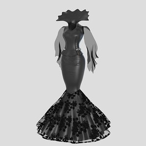 3D model victorian gothic dress