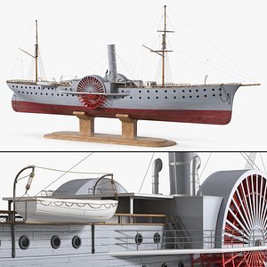 Vintage Mini Steam Ship Replica on Stand