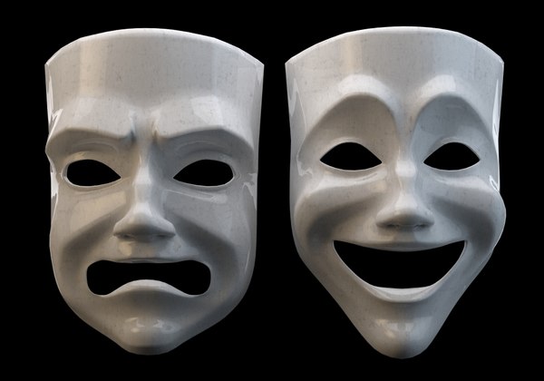 tragedy comedy theater masks 3d model