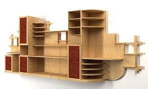 Wooden wardrobe in the living room model