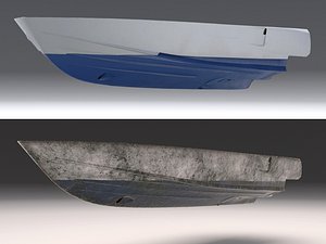 Yacht hull clean and ruined 3D model