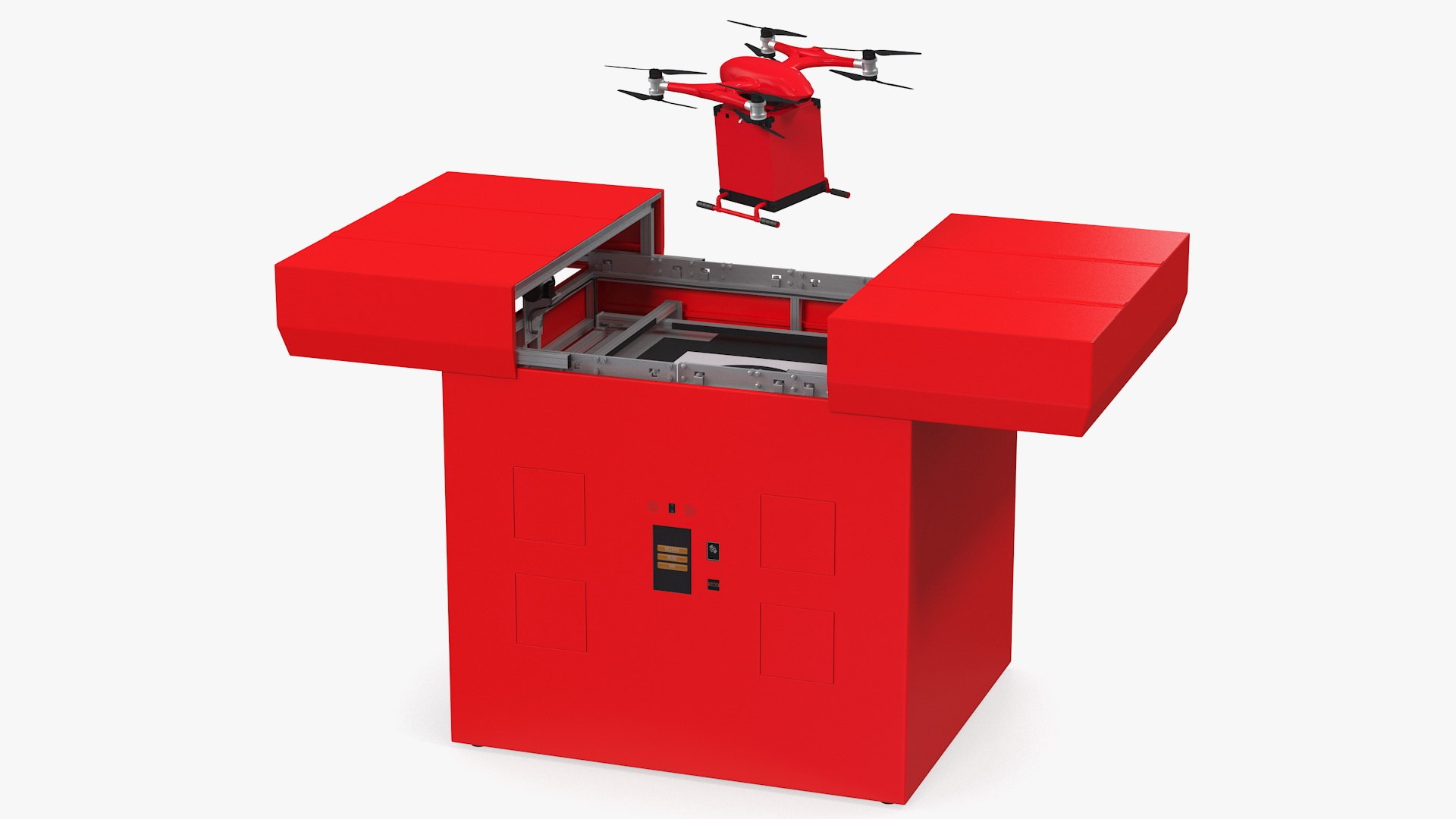 Delivery Station with Quadcopter Drone 3D model preview