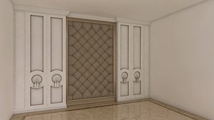 classic bed background decoration model