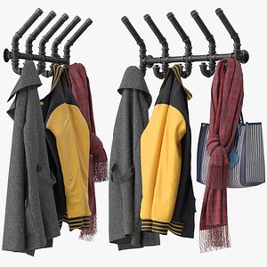 Industrial Wall Coat Rack 3D model
