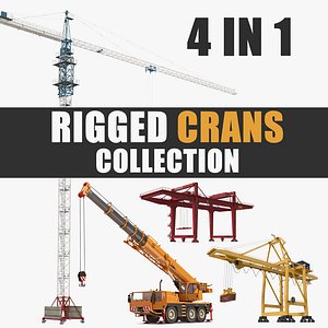 Rigged Cranes 3D Models Collection