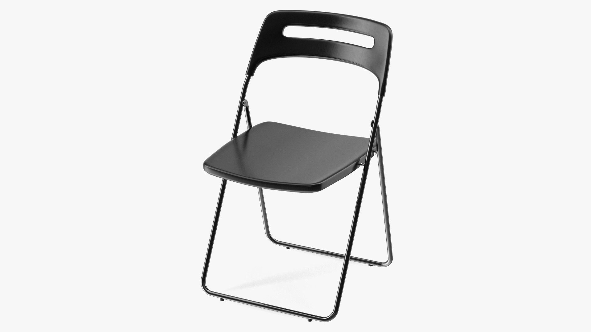 Plastic Folding Chair Black 3D model preview