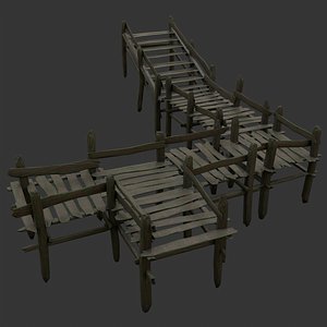 Wooden rickety modular bridge