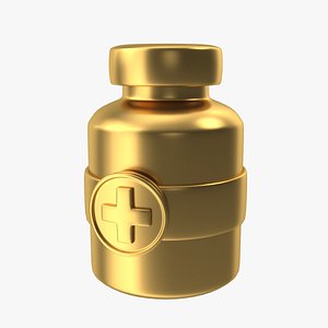 Golden Medicine Bottle 3D