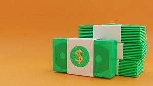 simplified model of a bundle of dollars 3D model