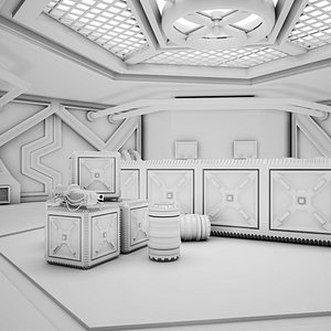 3D Sci-fi Corridor 02 Clay model