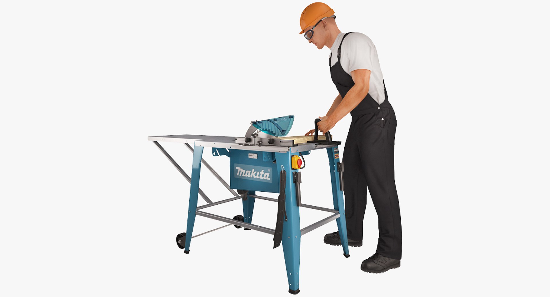 Workman with Circular Saw Makita Rigged for Maya 3D Model