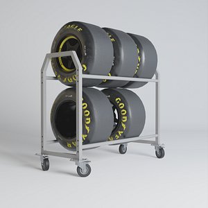2 Floors wheel tyre trolley PBR 3D model