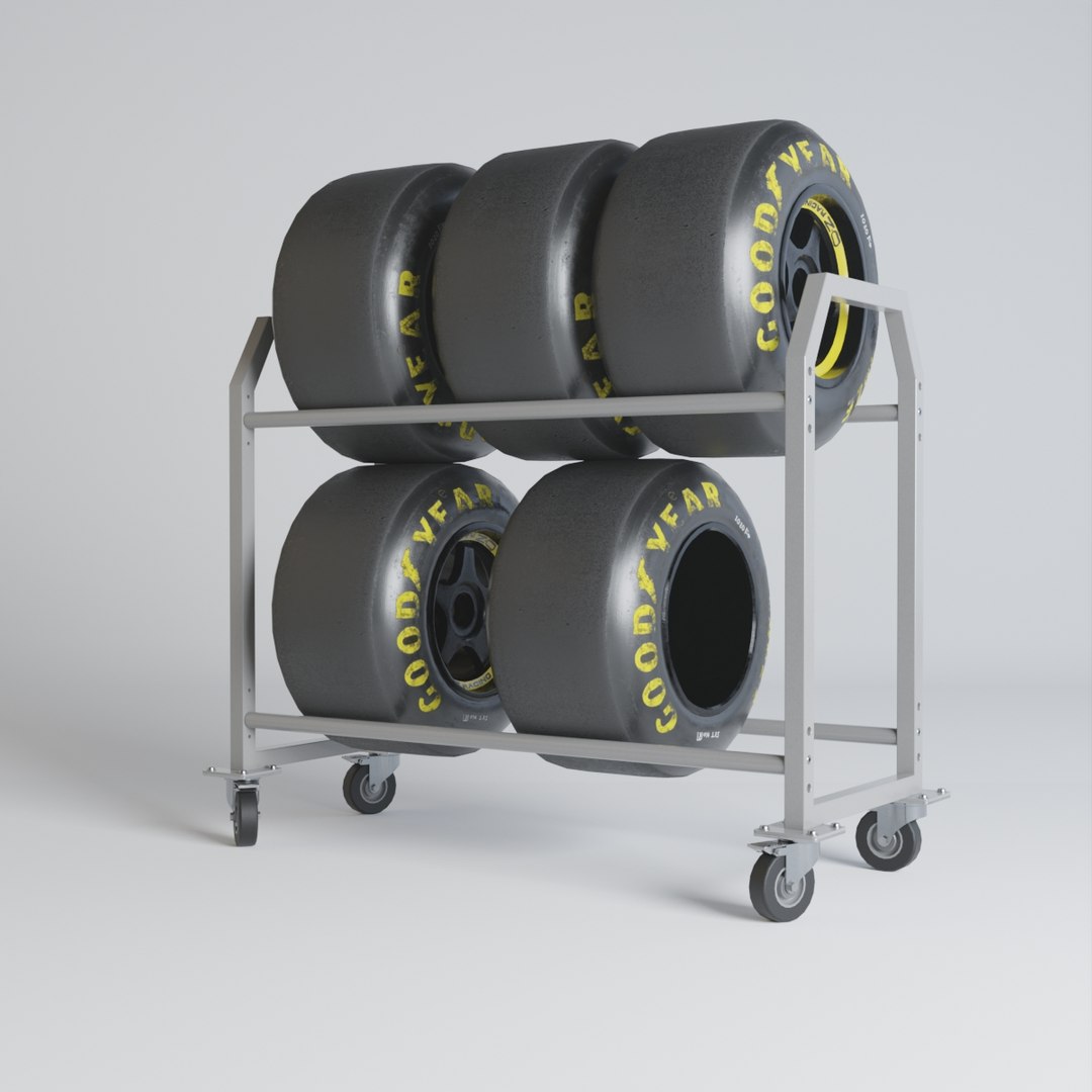 2 Floors Wheel Tyre Trolley PBR 3D Model - TurboSquid 1960624