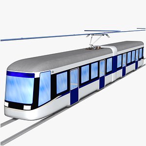tram - light rail - futuristic low-floor 2-segment tram 3D model