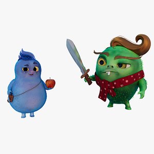 Gem and Jax Rigged Character Low-poly 3D model 3D model