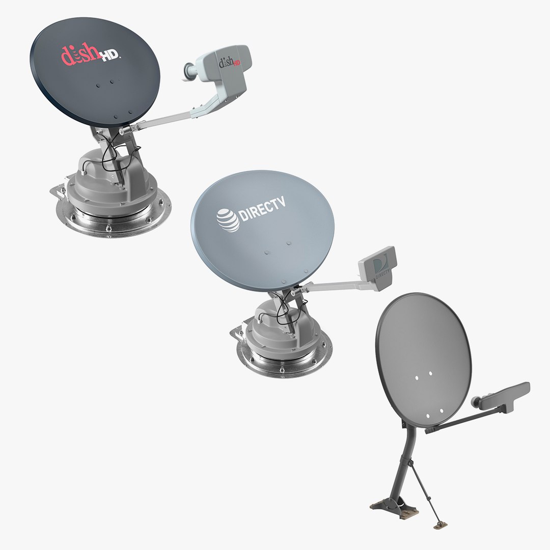 Dish Antennas Collection 3D model for industrial visualization, technical presentation, simulation, product rendering, and animation