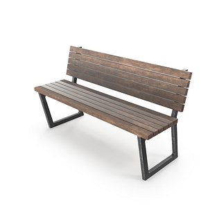 Weathered Outdoor Park Bench 17