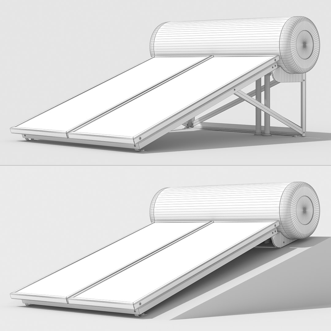 3d Solar Water Heater Panel Model