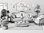 Design d'intérieur de salon et de salle à manger classique et luxueux